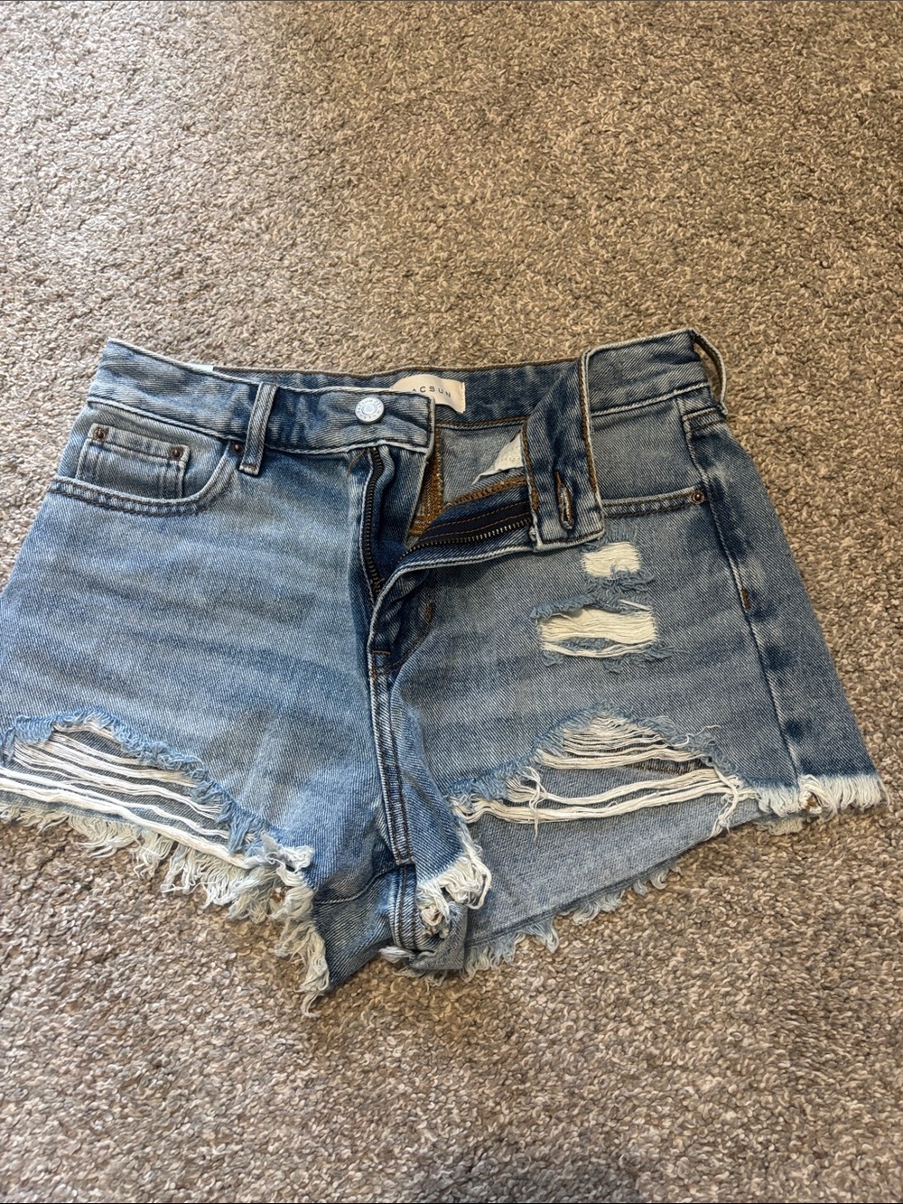 PacSun Light Blue Distressed High-Rise Denim Shorts